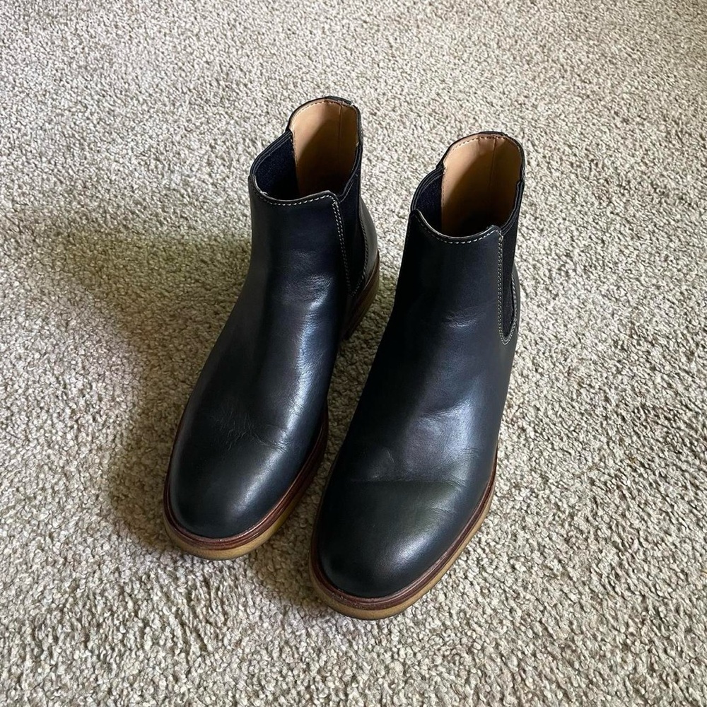 MENS CLARKS BLACK LEATHER CHELSEA BOOTS